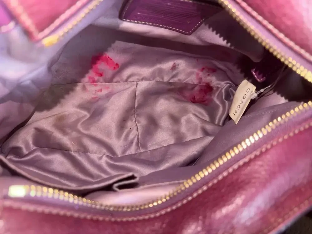 Coach Purple Leather Hamptons Carryall Tote Bag